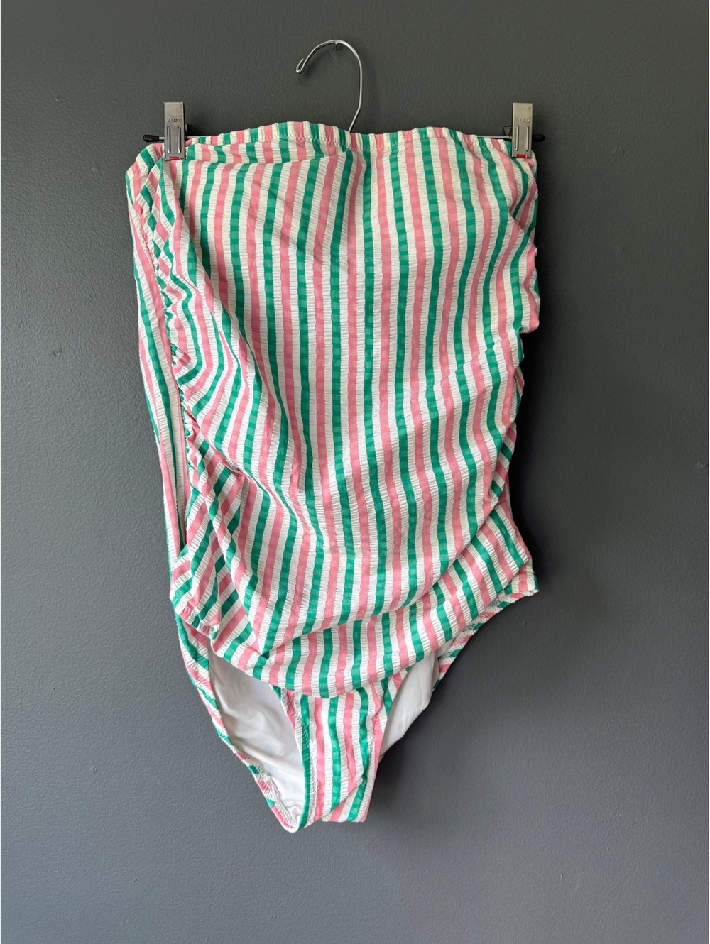 J.Crew Women's One Piece Swimsuit Size 6 Pink Green White Striped